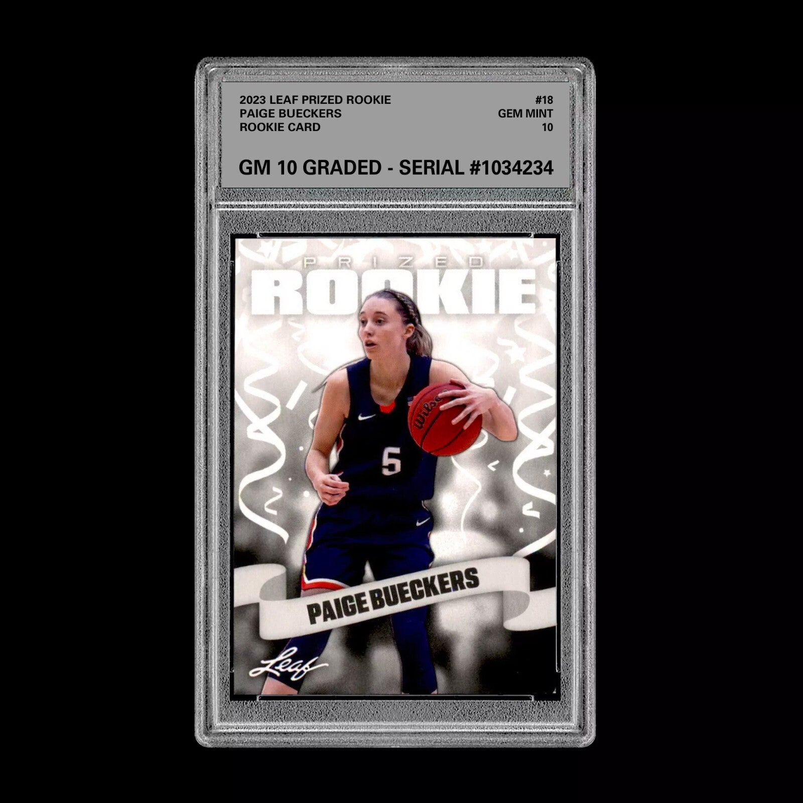 Graded 10 Paige Bueckers #18 2023 Leaf Prized Rookie Card RC UConn Huskies-1