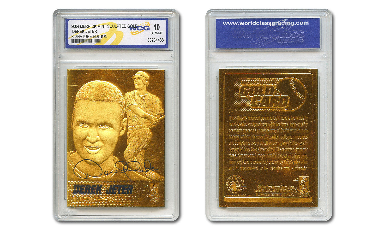 DEREK JETER Yankees Gold SIGNATURE 23K GOLD Sculptured Card - Graded GEM-MINT 10-2