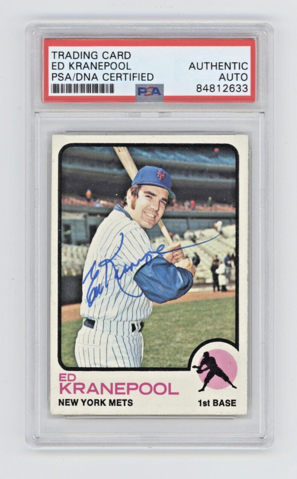 Ed Kranepool 1973 Topps Baseball #329 Signed PSA Authentic Auto New York Mets-1