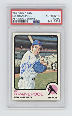 Ed Kranepool 1973 Topps Baseball #329 Signed PSA Authentic Auto New York Mets-1