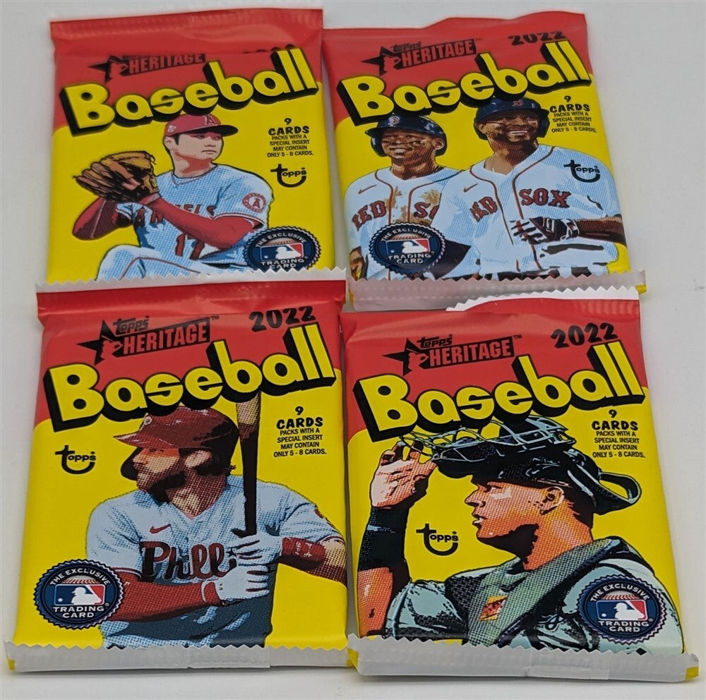 Art Set Lot of 4 Unopened Blaster Packs 2022 Topps Heritage MLB Baseball Cards-1