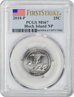 Primer golpe de moneda MS67 del Parque Nacional Block Island ATB 2018-P-1