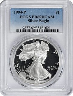 1994-P American Silver Eagle Dollar PR69DCAM PCGS Proof 69 Deep Cameo-1