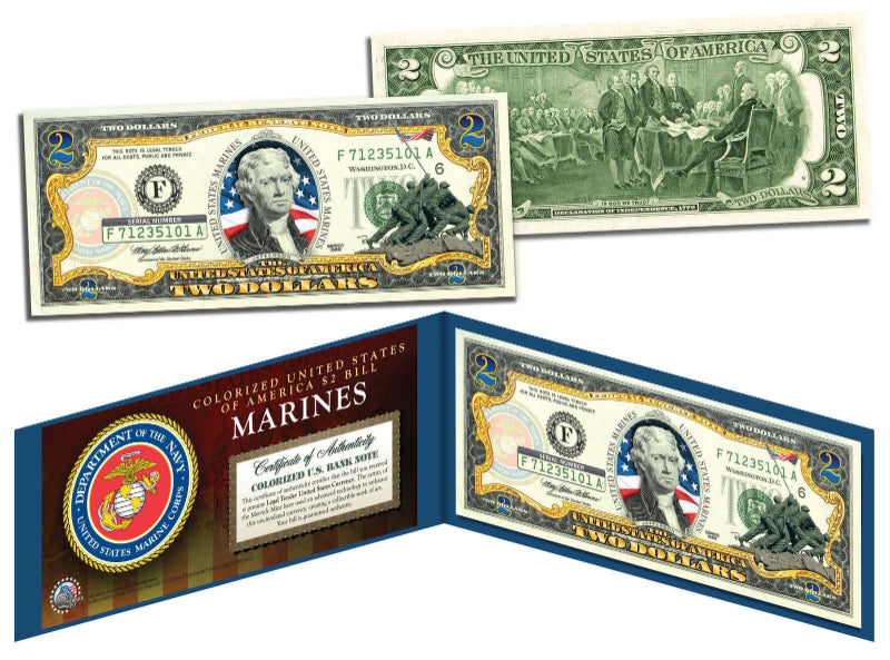 U.S. MARINES World War II Vintage U.S. Genuine Legal Tender $2 Bill *MUST SEE*-2