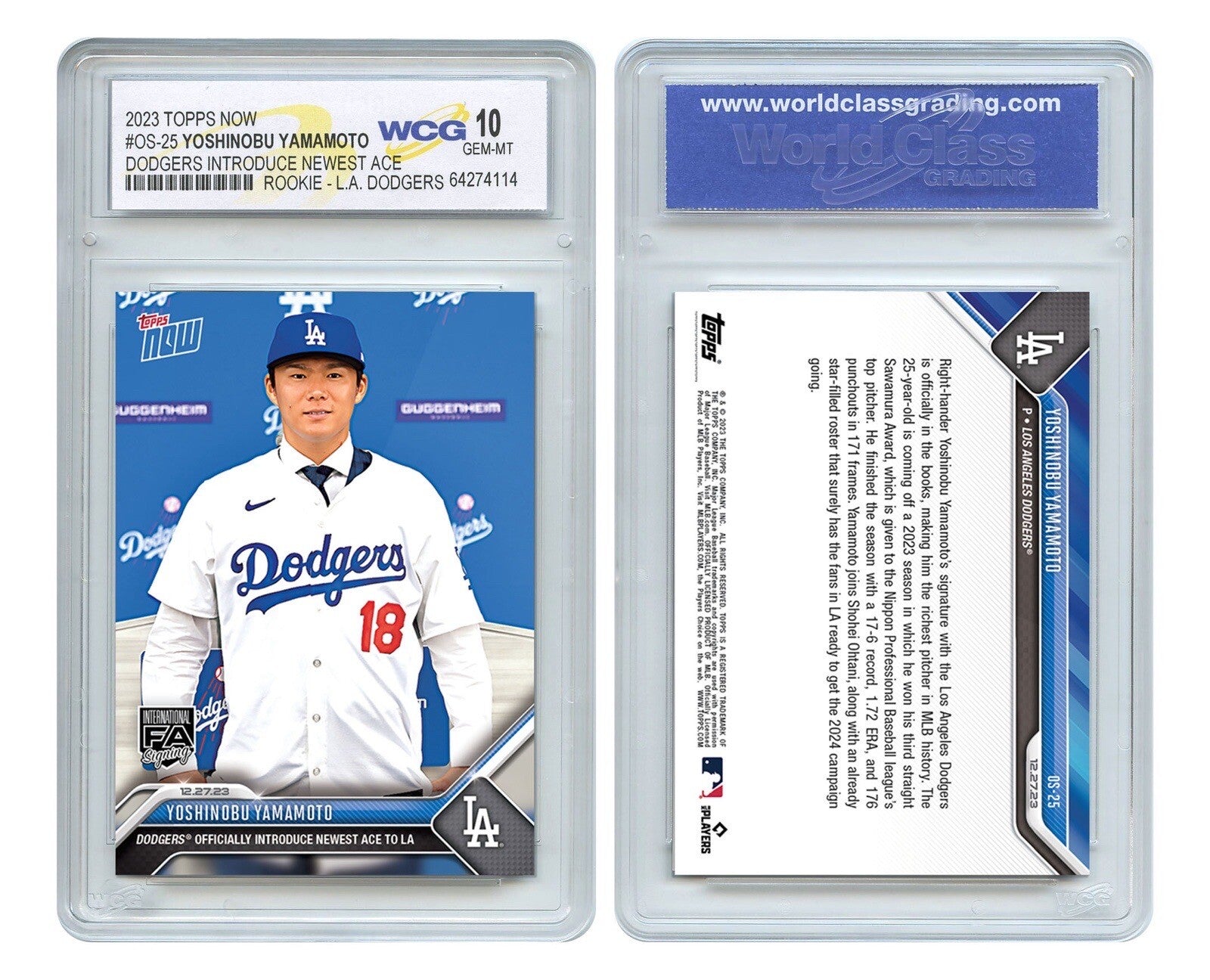 2023 Topps Now YOSHINOBU YAMAMOTO L.A. Dodgers Rookie Card #OS25 - GEM MINT 10-1