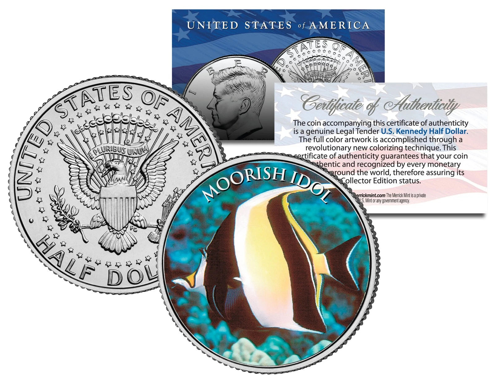 MOORISH IDOL FISH *Fish Series* JFK Kennedy Half Dollar U.S. Colorized Coin-1