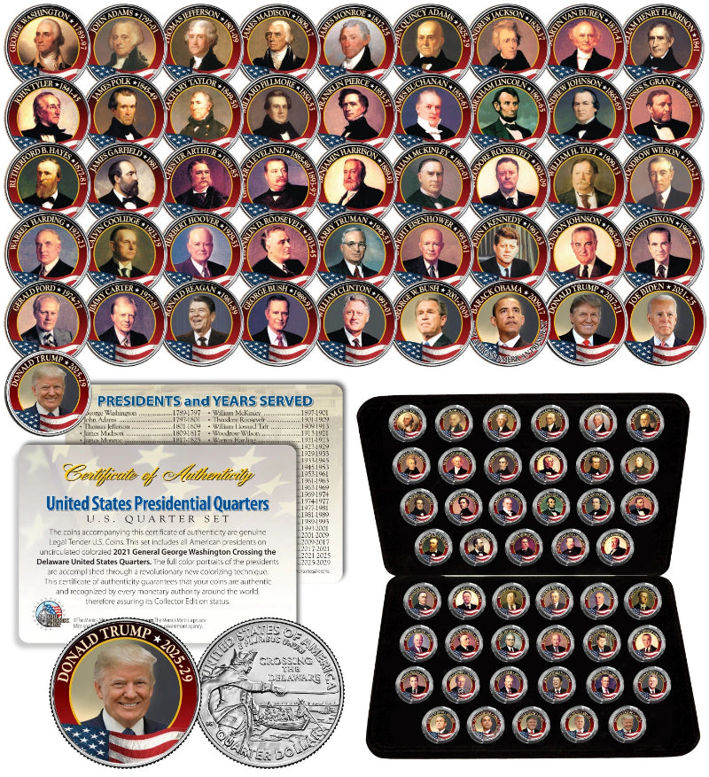 ALL 47 United States PRESIDENTS Washington Quarters Coin Set US with BOX & COA-3