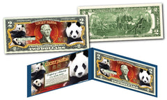 LUCKY PANDA Genuine Legal Tender $2 Bill U.S. Chinese Lucky Money w/ Folio & COA-2