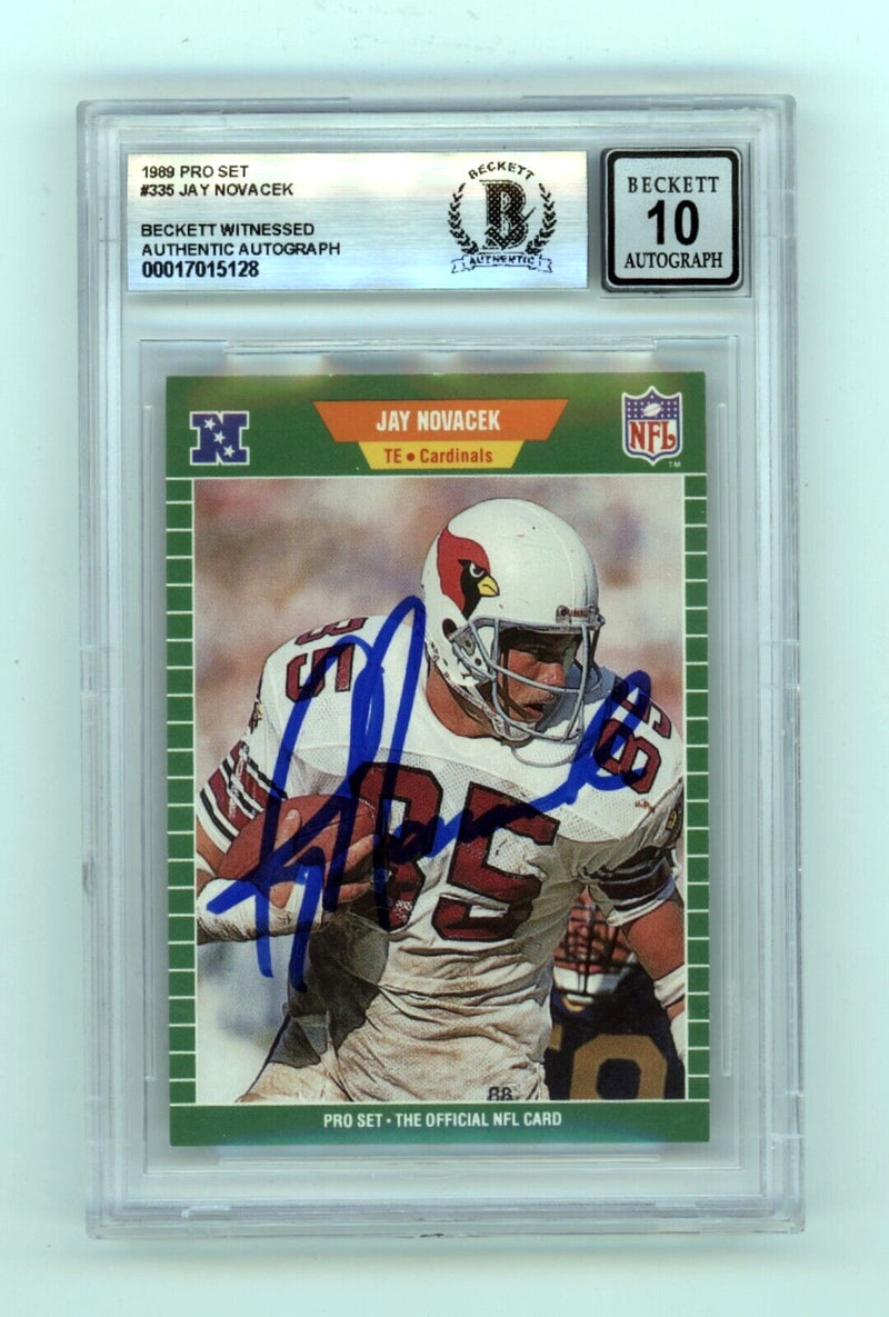 Jay Novacek 1989 Pro Set #335 Signed Rookie RC Beckett Witt BGS 10 Auto Cowboys-1