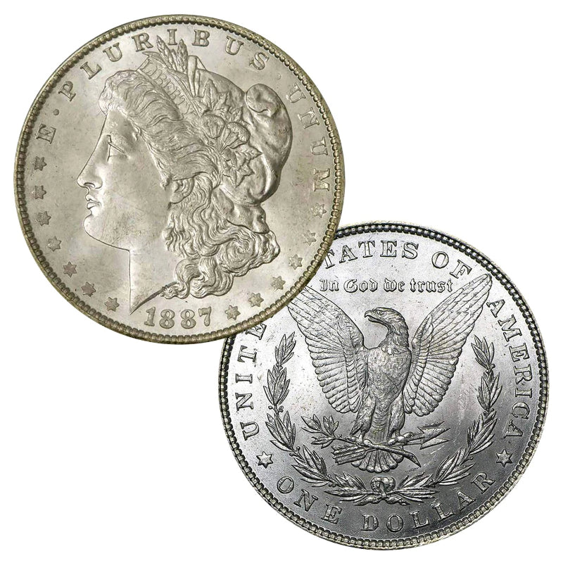 1887年P版摩根銀元，1美元，精製未流通（BU），含銀量90%。-3