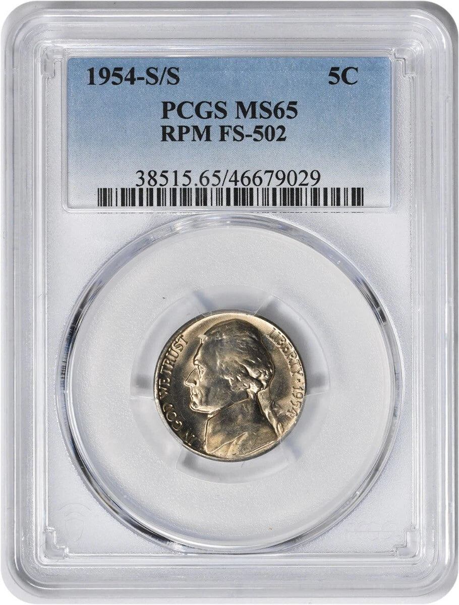 1954-S/S Jefferson Nickel RPM FS-502 MS65 PCGS