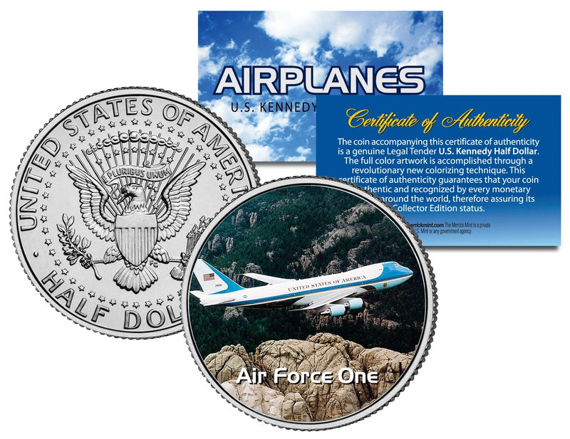 AIR FORCE ONE * Airplane Series * JFK Kennedy Half Dollar Colorized US Coin-1