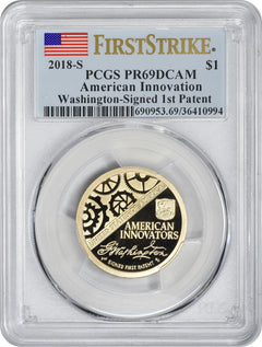 2018-S American Innovation Dollar PR69DCAM PCGS First Strike Washington Patent-1