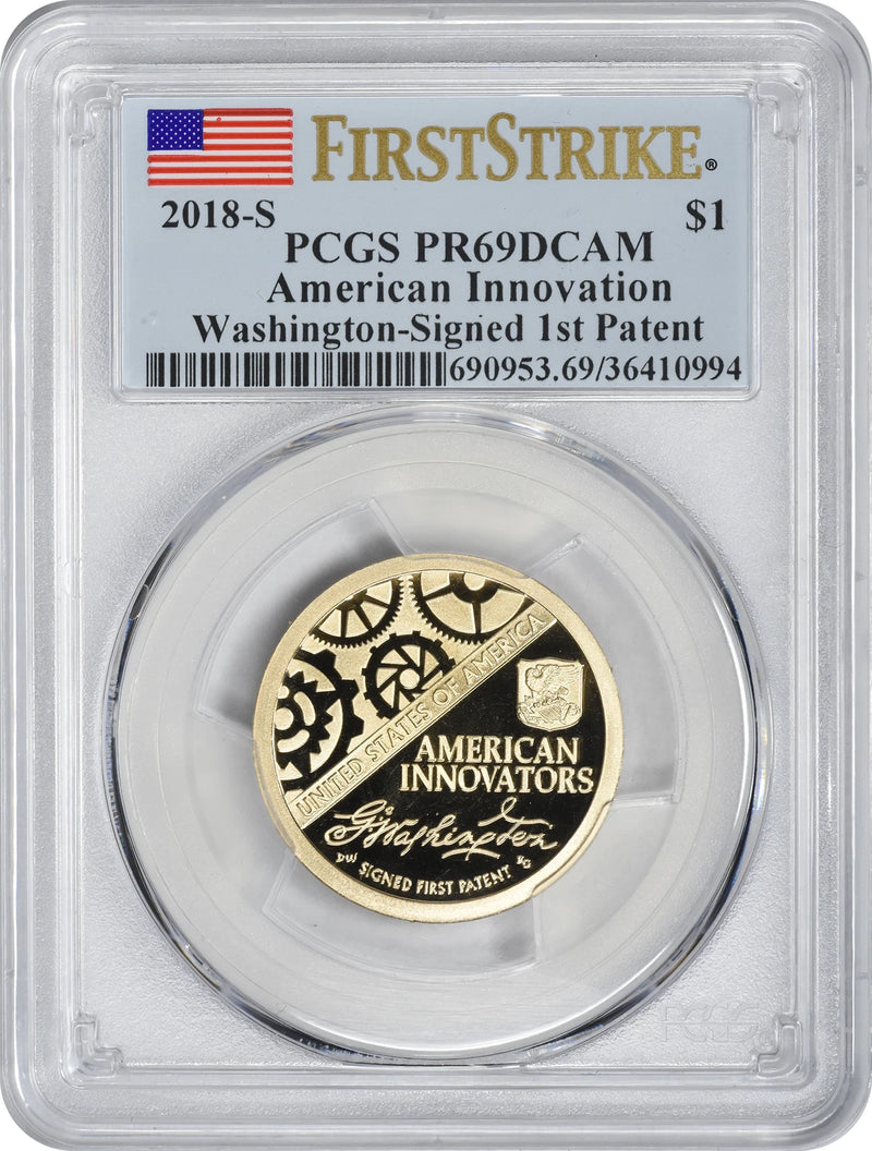 2018-S American Innovation Dollar PR69DCAM PCGS First Strike Washington Patent-1