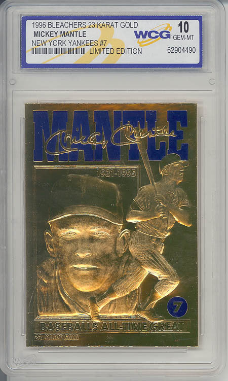 1996 MICKEY MANTLE NY YANKEES #7 23K GOLD CARD - GRADED GEM-MINT 10-1