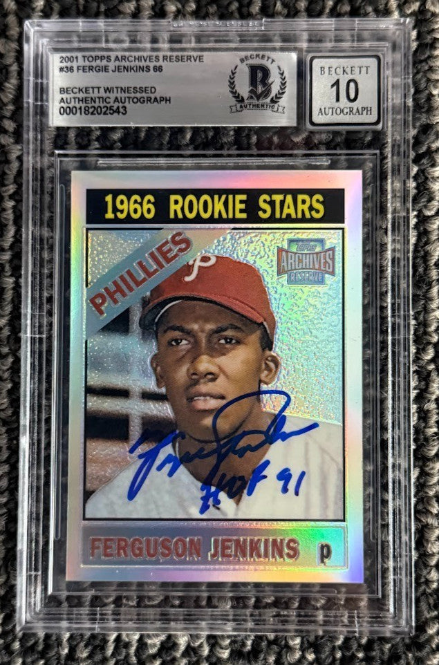 Fergie Jenkins 2001 Topps Archives Reserve Refractor Signed w/ HOF BGS 10 Auto-1