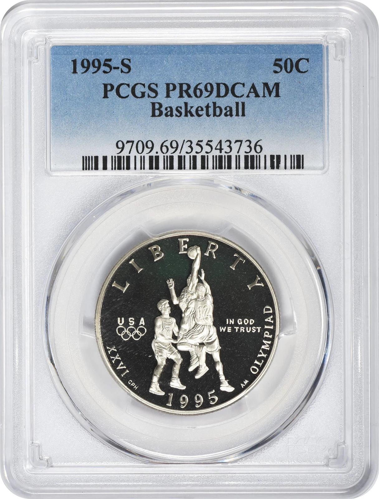 1995-S Basketball Commemorative Half PR69DCAM PCGS Proof 69 Deep Cameo