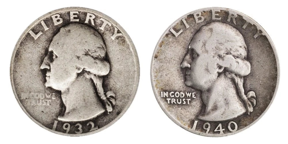 Count of 2 - 90% Silver Washington Quarters .50c Face Fine Random Date-1