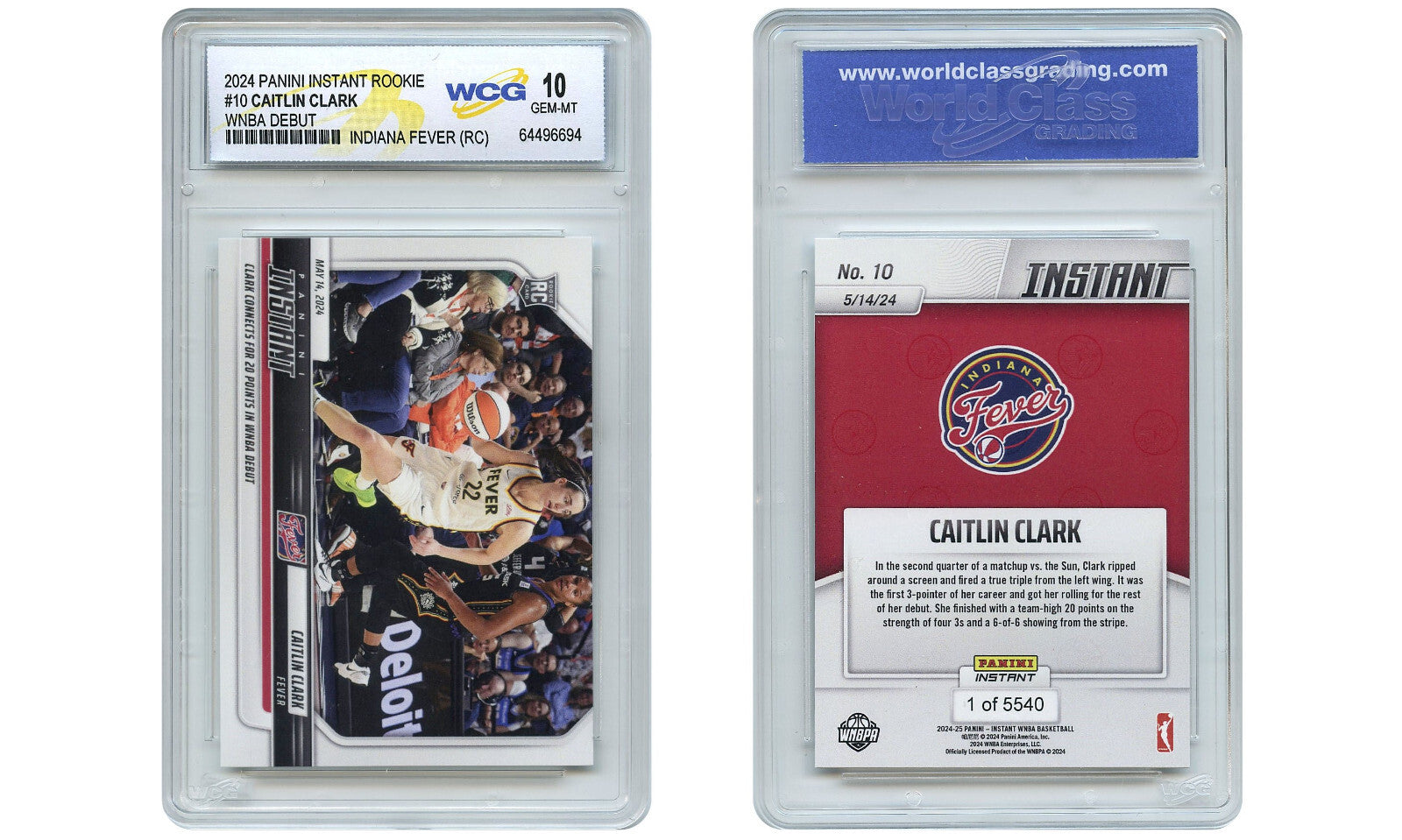 2024 Panini Caitlin Clark WNBA DEBUT Indiana Fever ROOKIE Card #10 - GEM MINT 10
