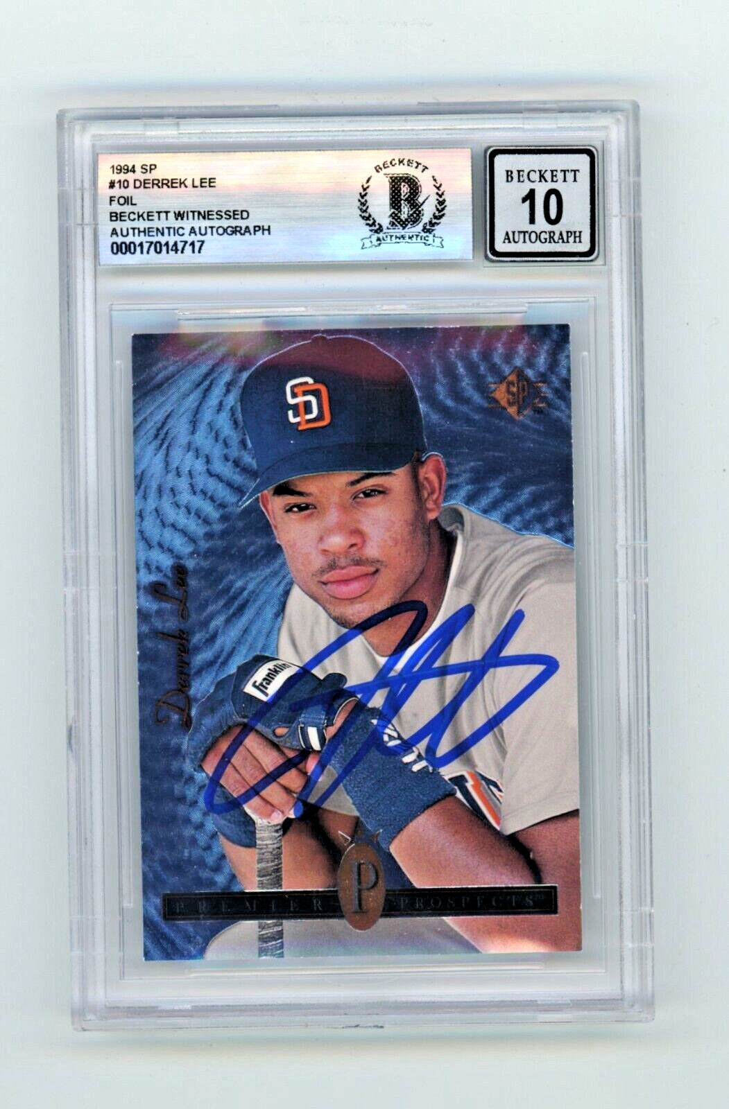Derrek Lee 1994 Upper Deck SP Foil #10 Rookie RC Signed Beckett BAS BGS 10 Auto-1