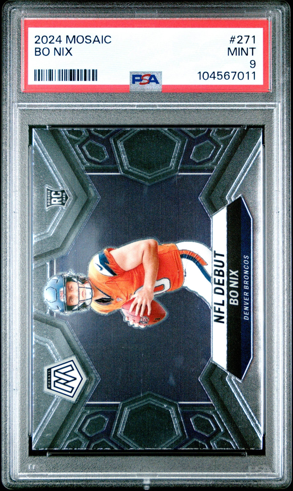Graded 2024 Panini Mosaic Bo Nix #271 Rookie RC Football Card PSA 9 Mint-1