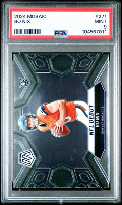 Graded 2024 Panini Mosaic Bo Nix #271 Rookie RC Football Card PSA 9 Mint-1