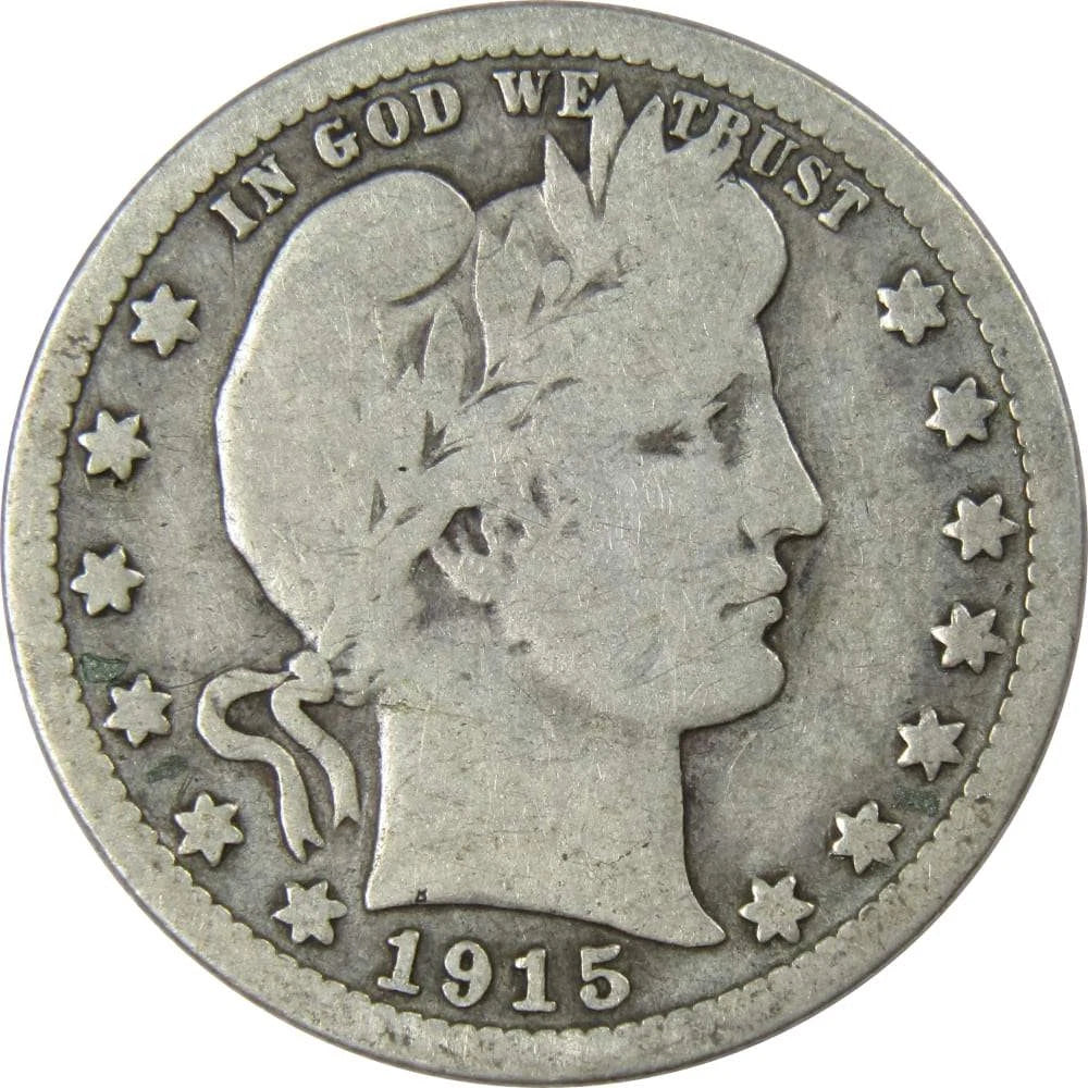 1915 S Barber Quarter Circulated Silver 25c Coin Collectible-1