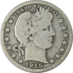 1915 S Barber Quarter Circulated Silver 25c Coin Collectible-1