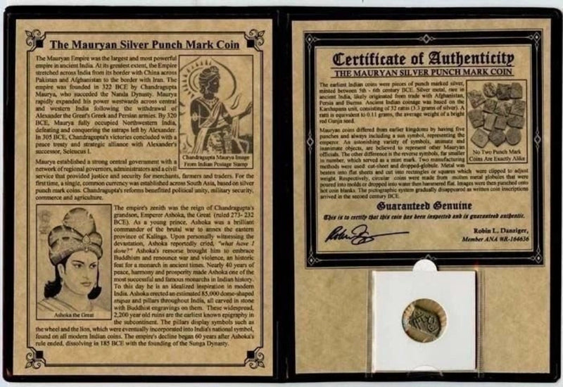 Mauryan Silver Punch Mark Coin. Certified Authentic. Over 2000 Years Old!-1