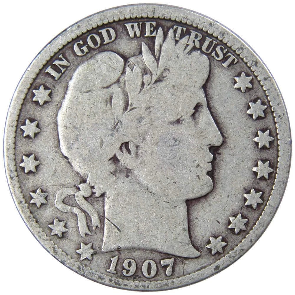 1907 Barber Half Dollar VG Very Good 90% Silver 50c US Type Coin Collectible-1