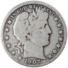 1907 Barber Half Dollar VG Very Good 90% Silver 50c US Type Coin Collectible-1