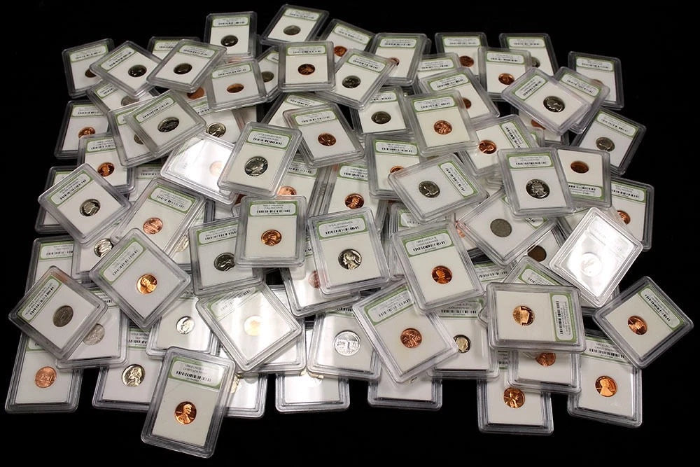 Enorme y alocada mezcla de más de 100 monedas de losa. Monedas BU, Proof y circuladas de EE. UU.-5