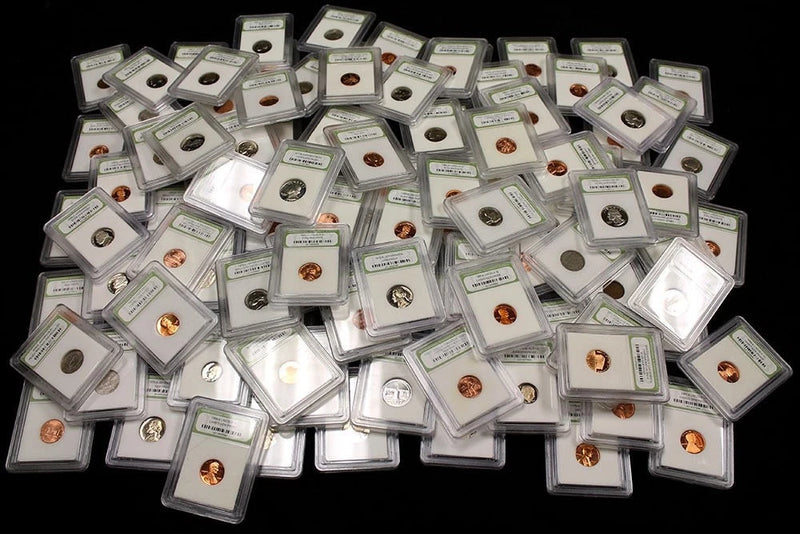 Enorme y alocada mezcla de más de 100 monedas de losa. Monedas BU, Proof y circuladas de EE. UU.-5
