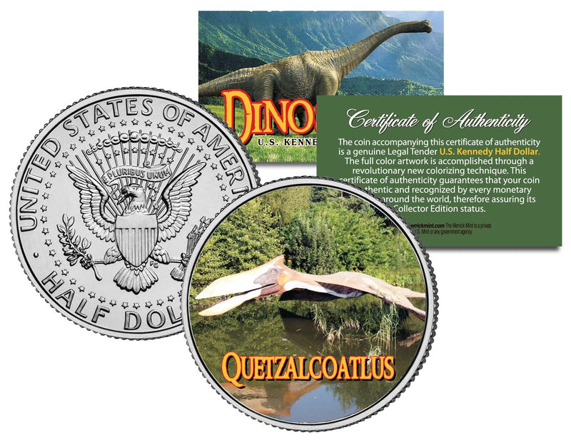 QUETZALCOATLUS * Collectible Dinosaur * JFK Half Dollar Colorized Coin PTEROSAUR-1
