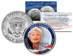 JANET YELLEN First Woman *Federal Reserve Bank JFK Half Dollar US Colorized Coin-1