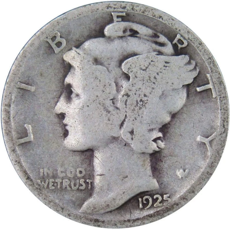 1925 Mercury Dime Circulated Silver 10c Coin Collectible-1