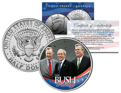 BUSH FAMILY * George HW W & Jeb * Colorized JFK Kennedy Half Dollar U.S. Coin-1