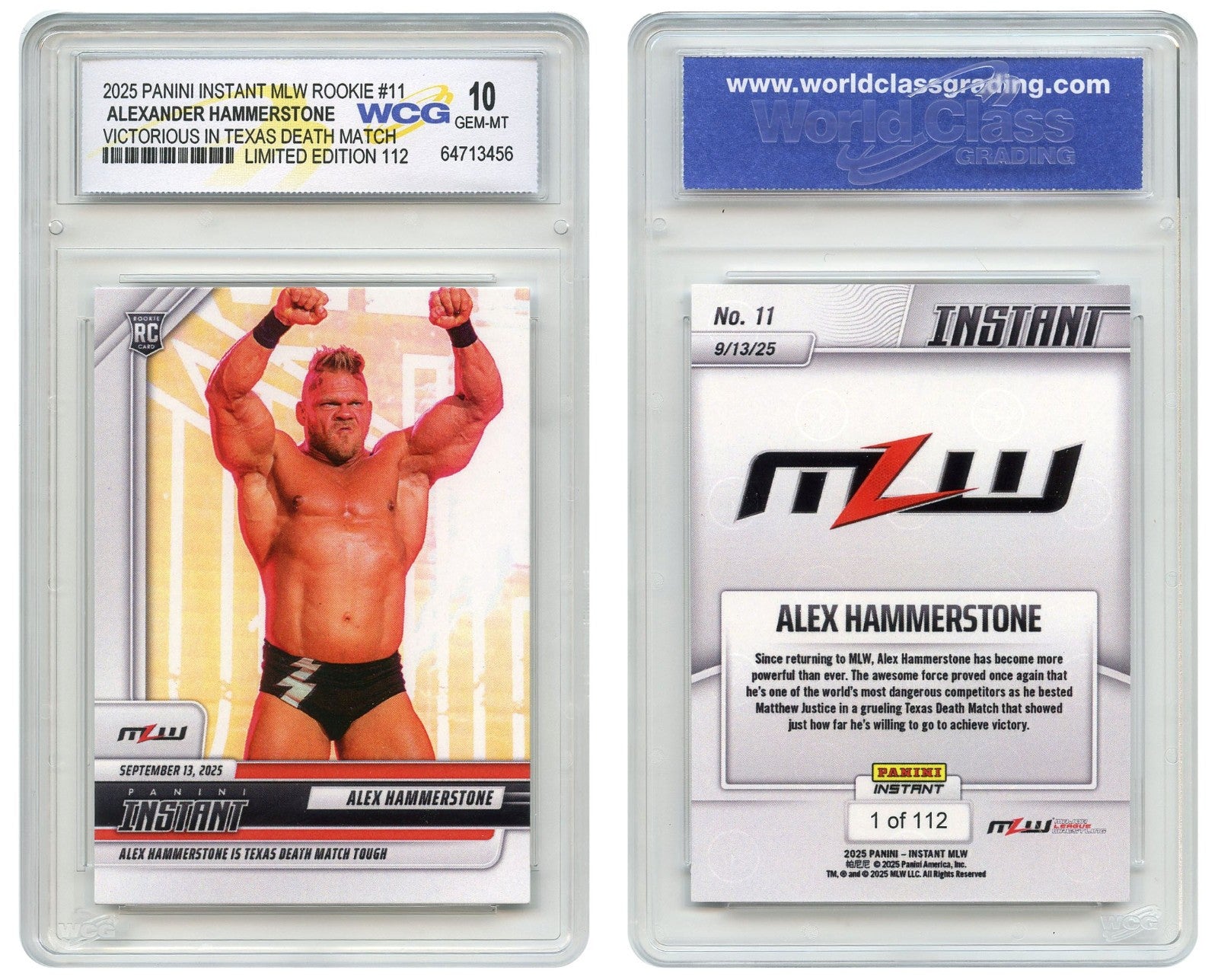 2025 Panini ALEXANDER HAMMERSTONE Texas Death Match ROOKIE CARD #11 GEM MINT 10-1
