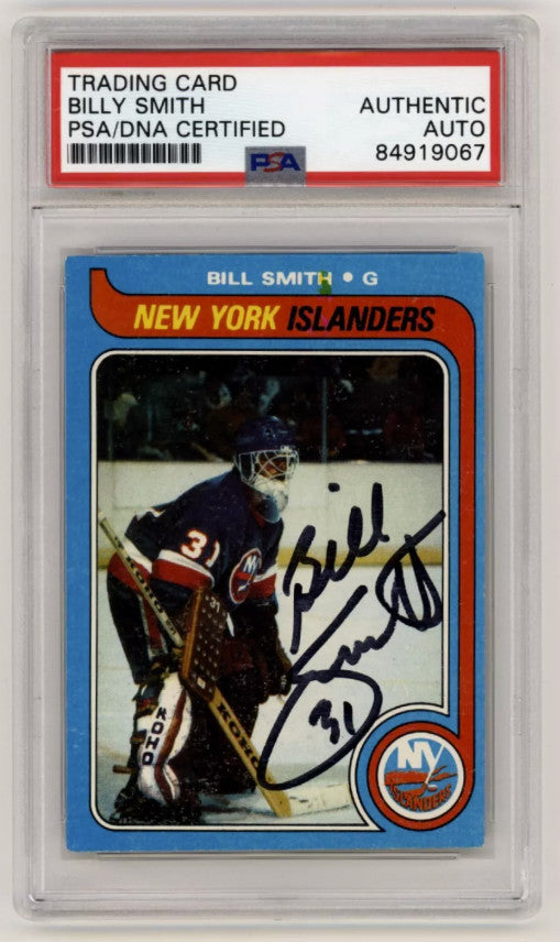 Billy Smith 1979-80 Topps #242 Signed PSA Authentic Auto Black Islanders HOF-1