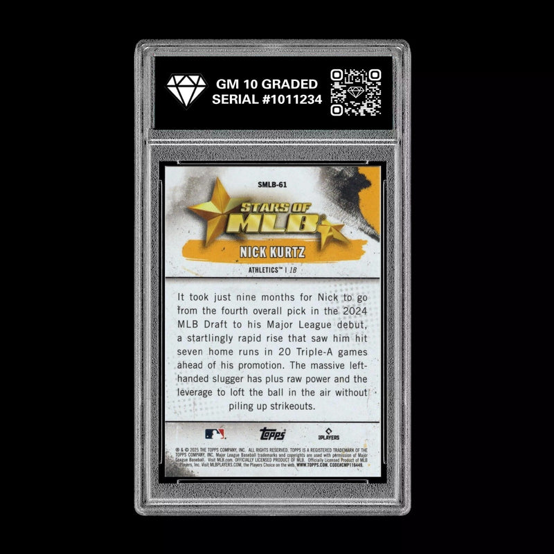 Graded 10 Nick Kurtz 2026 Topps Update Stars of MLB Rookie SMLB-61 Athletics-2