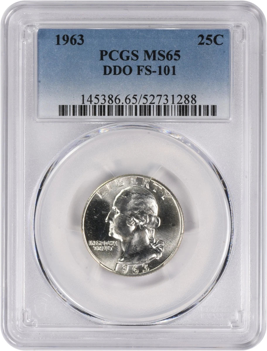 1963 Washington Silver Quarter DDO FS-101 MS65 PCGS-1