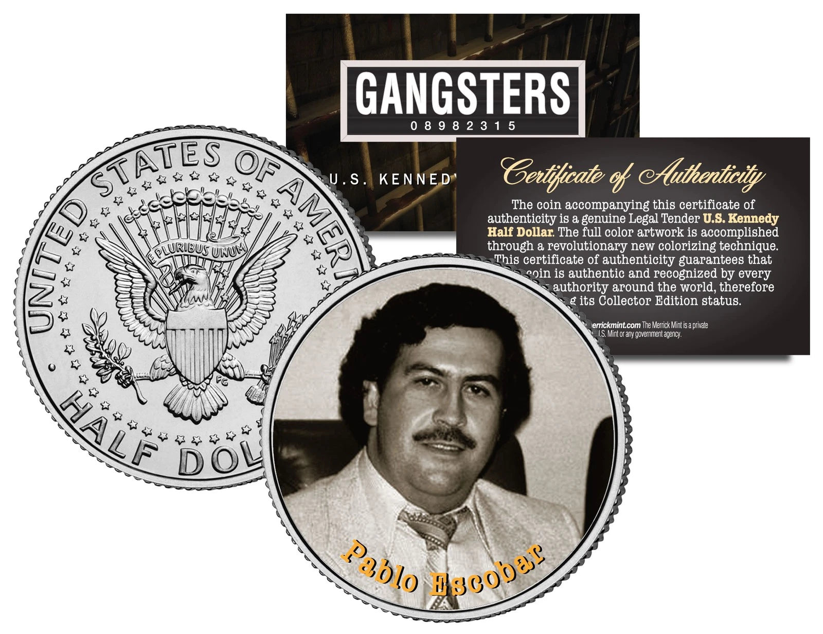 PABLO ESCOBAR El Patron Del Mal JFK Kennedy Half Dollar U.S. Colorized Coin