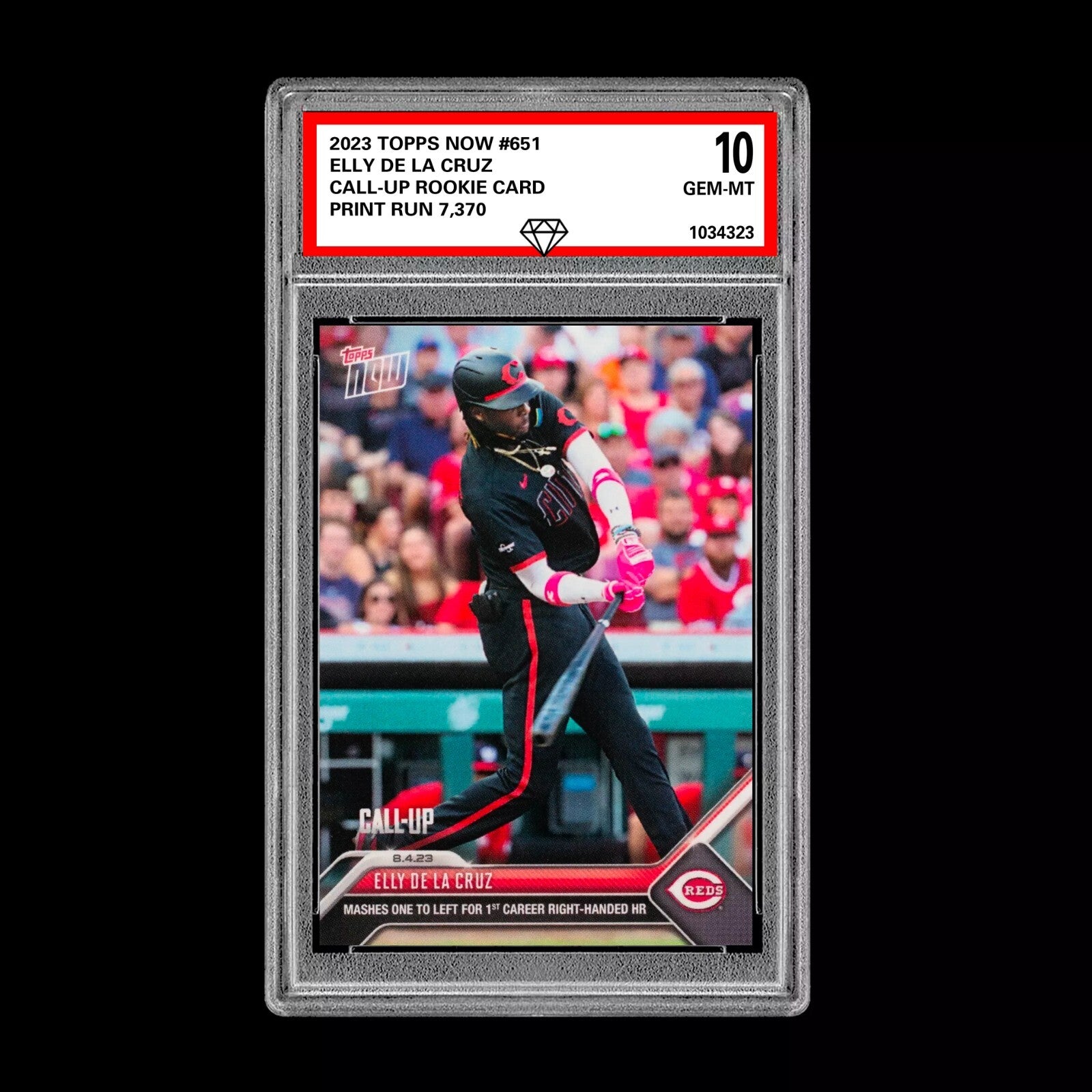 Graded 10 Elly De La Cruz #651 - 1st 2023 Topps Now RC CALL UP Rookie Card HR