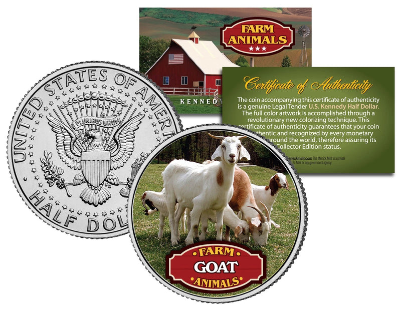 GOAT * Collectible Farm Animals * JFK Kennedy Half Dollar U.S. Colorized Coin-1