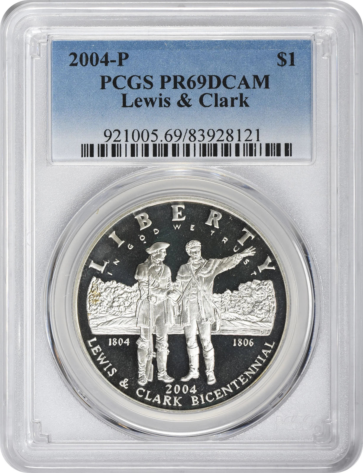 2004-P Lewis & Clark Silver Commemorative Dollar PR69DCAM PCGS Proof 69 Deep Cam-1