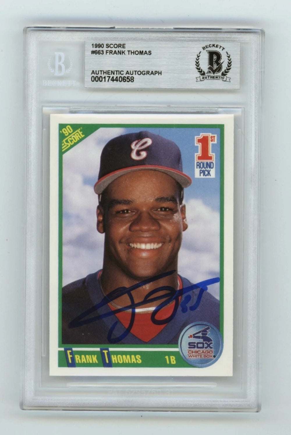 Frank Thomas 1990 Score #663 Rookie RC Signed Beckett BGS BAS Auto White Sox-1