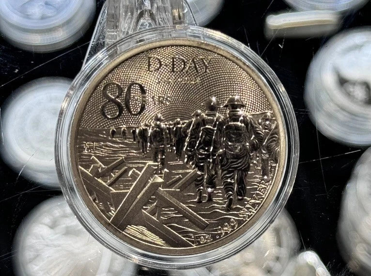 2024 Alderney 1 Pound Silver D-Day 80th Anniversary Coin 1 oz BU Capsule-4