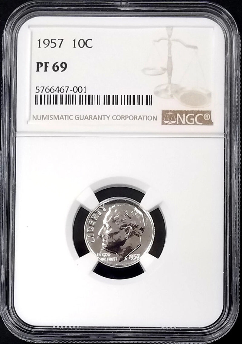 1957 Proof Roosevelt Dime certified PF 69 by NGC!-4