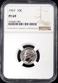 1957 Proof Roosevelt Dime certified PF 69 by NGC!-4