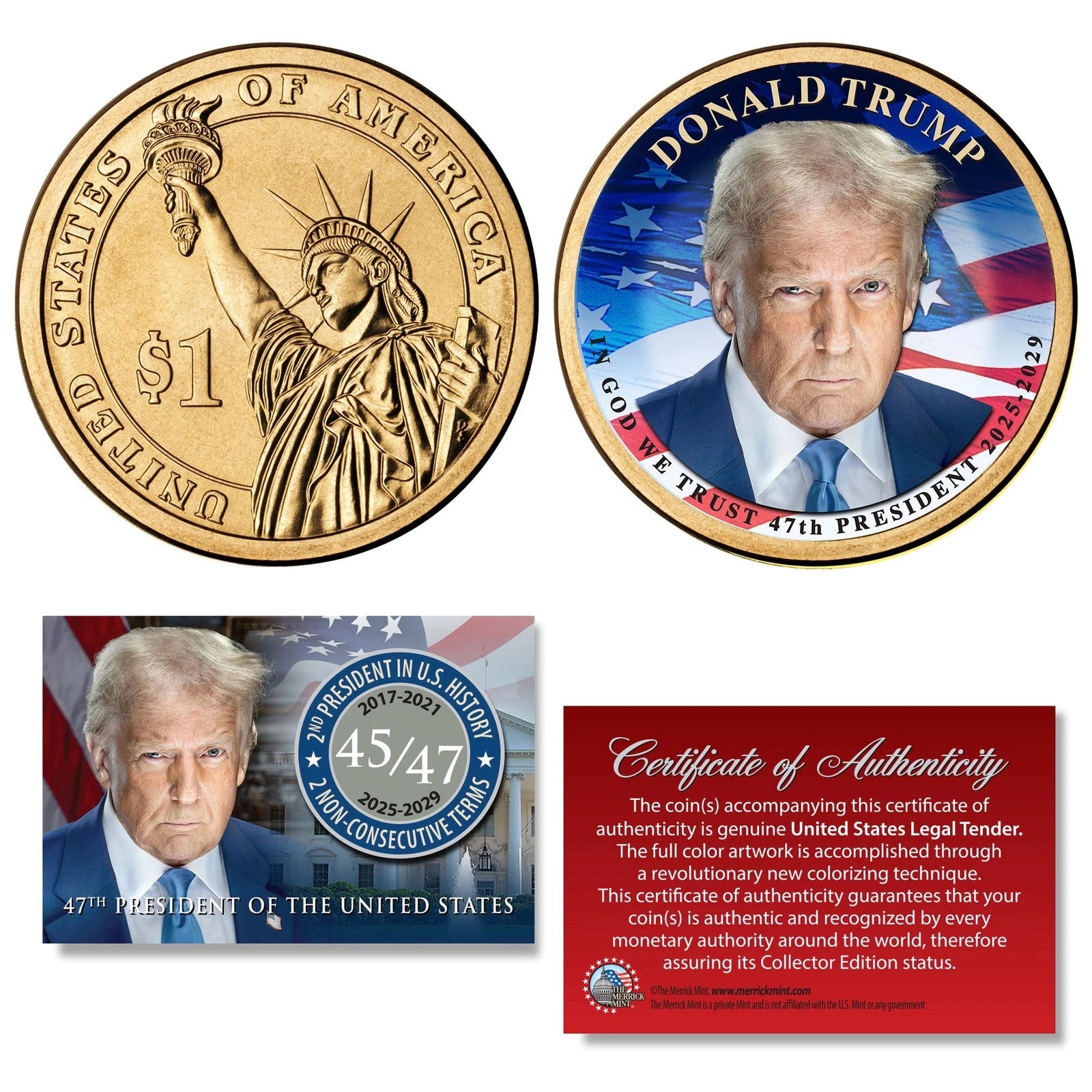 DONALD TRUMP 47th President 2025-2029 Official Presidential Dollar $1 Coin-1
